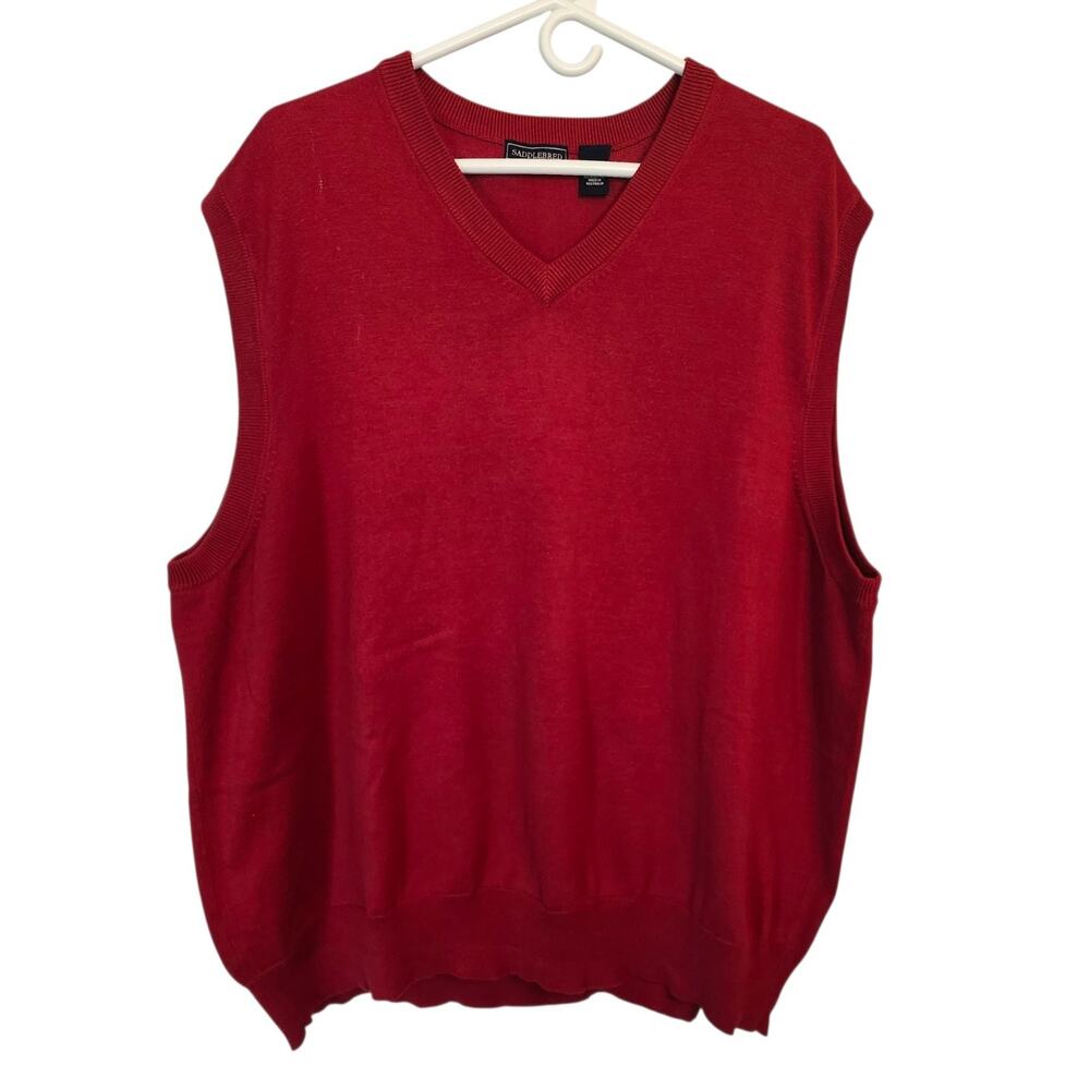 Saddlebred Mens XXL Burgundy Sweater Vest Cotton V Neck Grandpacore